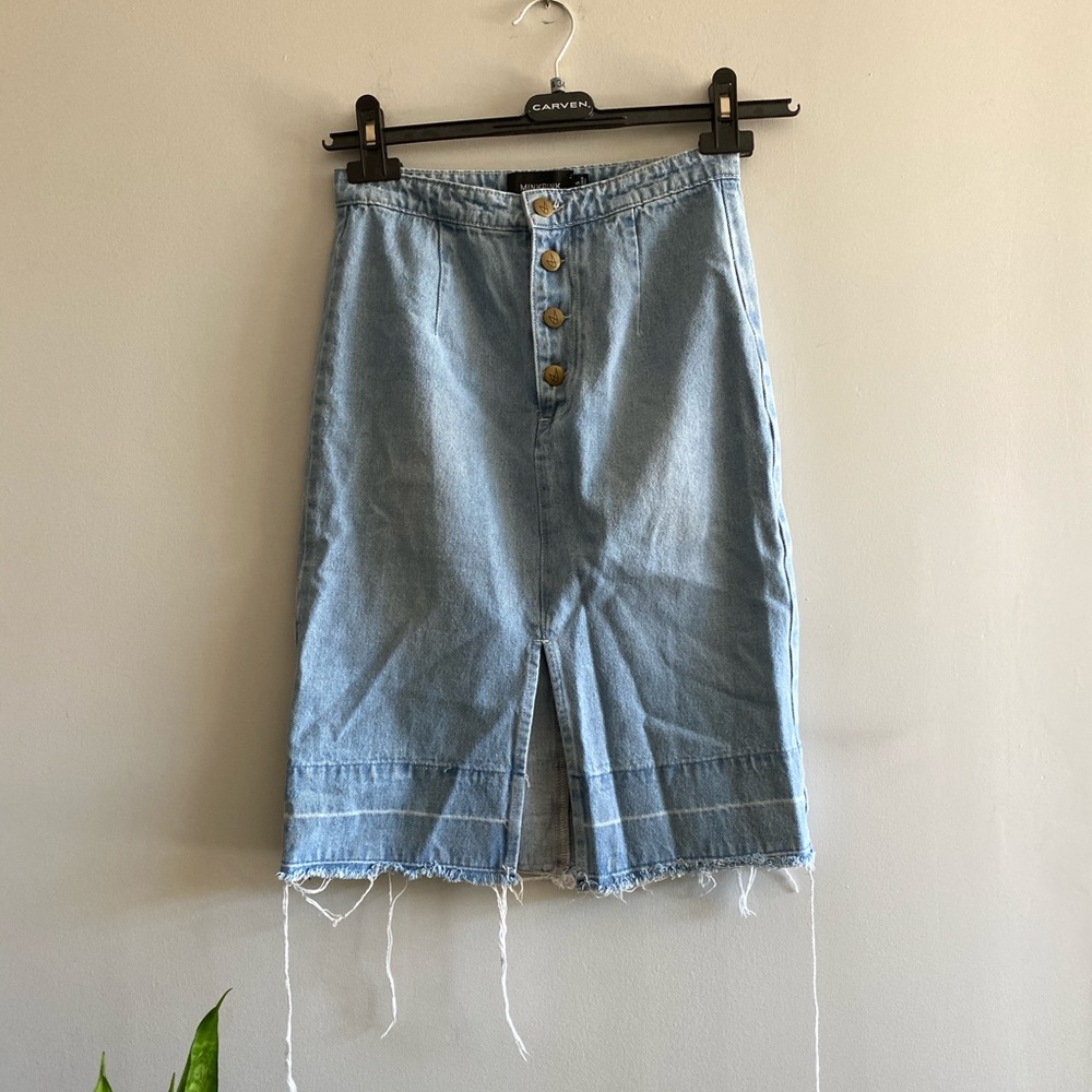mid length denim vintage like skirt / S
